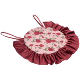 Living and Home Red and Pink Floral Polyester Ruffle Edge Chair Cushion 43.5 x 43.5cm - Size: 13 x 43.5 x 43.5cm - Multi - Wilko