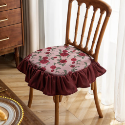 Living and Home Red and Pink Floral Polyester Ruffle Edge Chair Cushion 43.5 x 43.5cm - Size: 13 x 43.5 x 43.5cm - Multi - Wilko - thumbnail 3