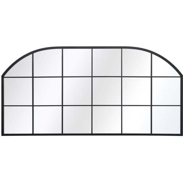 MirrorOutlet The Arcus Black Metal Arched Window Wall Mirror 174 x 85cm - Wilko - image 1