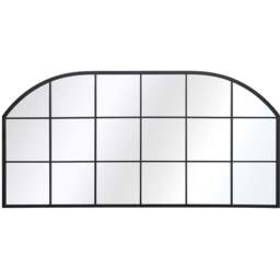 MirrorOutlet The Arcus Black Metal Arched Window Wall Mirror 174 x 85cm - Wilko