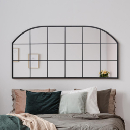 MirrorOutlet The Arcus Black Metal Arched Window Wall Mirror 174 x 85cm - Wilko - thumbnail 3