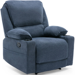 Furniture Online Sydney Blue Manual Recliner Chair with Cupholder - Size: 104 x 90 x 92.5cm - Wilko - thumbnail 3