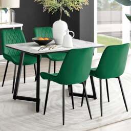 Furniturebox Copeland Cesano Marble Effect 4 Seater Dining Set White Green and Black - Wilko - thumbnail 1