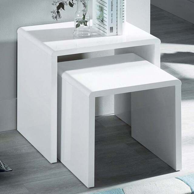 Julian Bowen Manhattan White Nest of Tables Set of 2 - Size: 40 x 50 x 50cm - Wilko - image 1