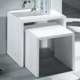 Julian Bowen Manhattan White Nest of Tables Set of 2 - Size: 40 x 50 x 50cm - Wilko
