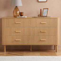 Birlea Axel 6 Drawer Fluted Chest of Drawers - Brown - Wilko