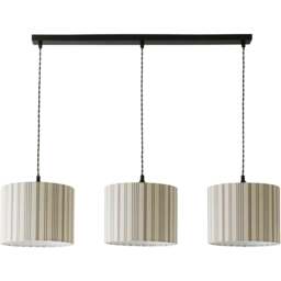 ValueLights Hallie Linen Stripe Drum Shade 3 Drop Black Diner LED Ceiling Pendant Light - Size: 123.5 x 98 x 25cm - Wilko - thumbnail 1