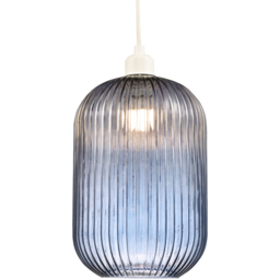 Happy Homewares Chic Navy Midnight Blue Line Ribbed Glass Pendant Shade - Size: 30 x 20 x 20cm - Wilko - thumbnail 7