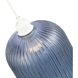 Happy Homewares Chic Navy Midnight Blue Line Ribbed Glass Pendant Shade - Size: 30 x 20 x 20cm - Wilko - thumbnail 5