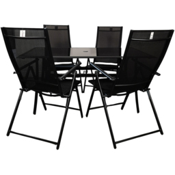 Samuel Alexander 4 Seater Rectangular Outdoor Recliner Dining Set Black - Wilko - thumbnail 3