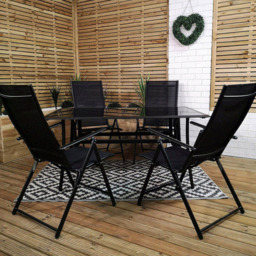 Samuel Alexander 4 Seater Rectangular Outdoor Recliner Dining Set Black - Wilko