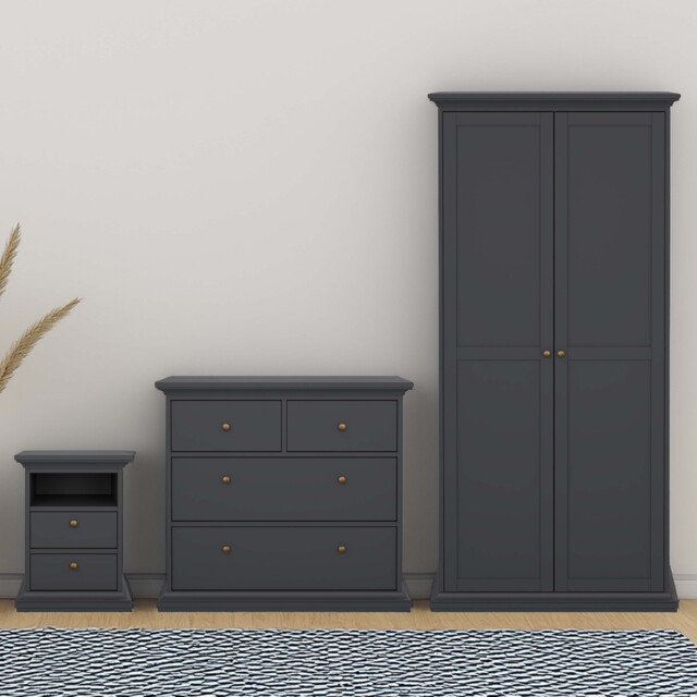 Florence Paris Matt Grey 3 Piece Bedroom Furniture Set - Furniture To Go - Wilko - image 1