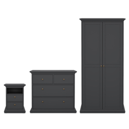 Florence Paris Matt Grey 3 Piece Bedroom Furniture Set - Furniture To Go - Wilko - thumbnail 3
