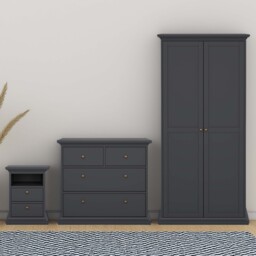 Florence Paris Matt Grey 3 Piece Bedroom Furniture Set - Furniture To Go - Wilko