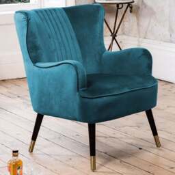 Artemis Home Madison Teal Velvet Accent Chair - Size: Single - Blue - Wilko