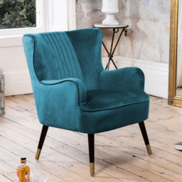Artemis Home Madison Teal Velvet Accent Chair - Size: Single - Blue - Wilko - thumbnail 5