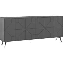 Decortie Dune 6 Door Anthracite Sideboard - Size: 77.4 x 183.8 x 35cm - Black - Wilko - thumbnail 3