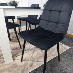 Kosy Koala 6 Seater Velvet Dining Set Black and White - White Black - Portland - Wilko - thumbnail 4