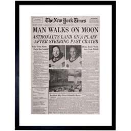 Wee Blue Coo Vintage Moon Aldrin Armstrong Space Newspaper Framed Art Print 30 x 41cm - Size: 43.3 x 33.3 x 1.5cm - Grey - Wilko - thumbnail 1
