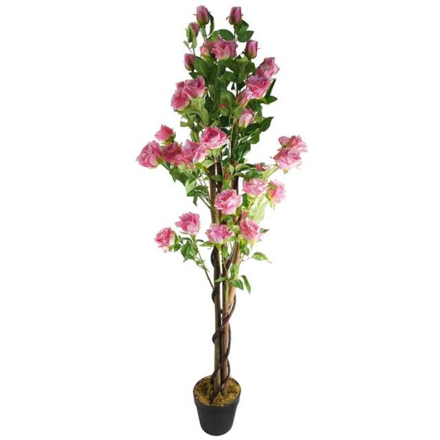 Leaf Pink Rose Artificial Tree in Pot 150cm - Size: 150 x 60 x 60cm - Wilko - image 1