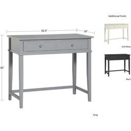 Dorel Franklin 2 Drawer Writing Desk Grey - Size: 75 x 89 x 45cm - Wilko - thumbnail 7