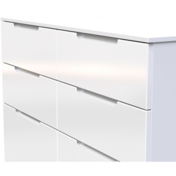 Crowndale Milan 6 Drawer White Gloss and White Wide Chest of Drawers Ready Assembled - White Gloss & White - Wilko - thumbnail 6