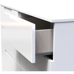 Crowndale Milan 6 Drawer White Gloss and White Wide Chest of Drawers Ready Assembled - White Gloss & White - Wilko - thumbnail 7