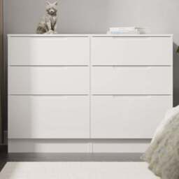 Crowndale Milan 6 Drawer White Gloss and White Wide Chest of Drawers Ready Assembled - White Gloss & White - Wilko - thumbnail 1
