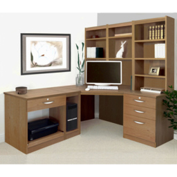 R White Cabinets 4 Drawer Corner Set-20 Computer Desk with Printer Shelf and Bookcase Brown - Size: 182.8 x 184 x 141.9cm - Wilko - thumbnail 5