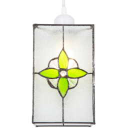 Happy Homewares Traditional Tiffany Style Clear Glass Pendant Shade with Green Panels - Size: 21 x 14 x 14cm - Wilko - thumbnail 6