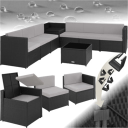 tectake Verona Black Polyrattan Rattan Furniture Garden Set - Size: 6 Seater - Wilko - thumbnail 3