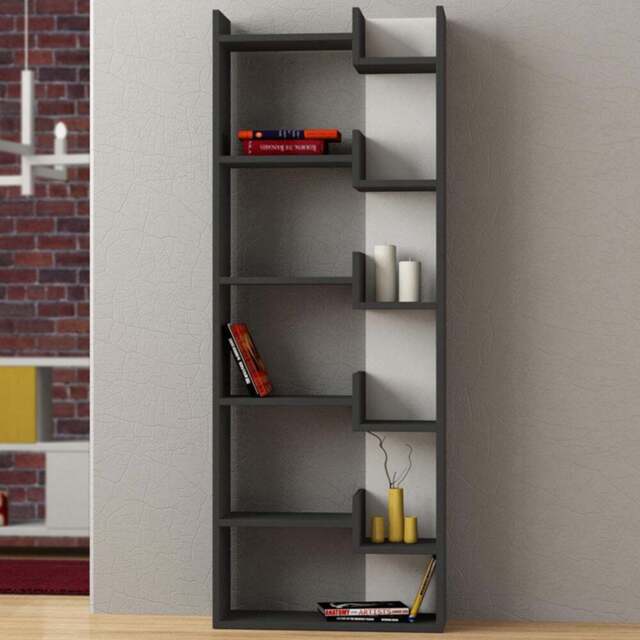 Decortie Oppa Anthracite Grey and White 5 Tier Bookcase - Size: 5 Shelf - Multi - Wilko - image 1