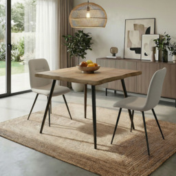 Home Source Avara and Ashford 2 Seater Square Dining Set Oak Woodgrain Effect and Off White - Oak Effect, Black and Off White - Wilko - thumbnail 7