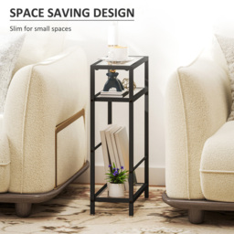 Portland Black Tempered Glass Tabletop Slim Side Table - Size: 62 x 18 x 40cm - Wilko - thumbnail 5
