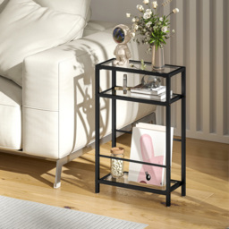 Portland Black Tempered Glass Tabletop Slim Side Table - Size: 62 x 18 x 40cm - Wilko - thumbnail 4