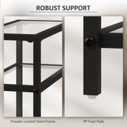 Portland Black Tempered Glass Tabletop Slim Side Table - Size: 62 x 18 x 40cm - Wilko - thumbnail 6