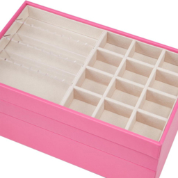 H&O Direct 4 Tier White Jewellery Storage Box with Transparent Lid - Size: 17 x 24 x 14cm - Pink - Wilko - thumbnail 5