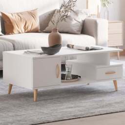 Portland Single Door Single Drawer White Rectangular Coffee Table - Wilko - thumbnail 1