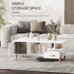 Portland Single Door Single Drawer White Rectangular Coffee Table - Wilko - thumbnail 5