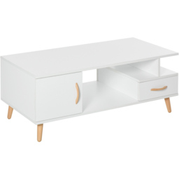 Portland Single Door Single Drawer White Rectangular Coffee Table - Wilko - thumbnail 3