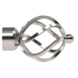 New Edge Blinds 80cm Fixed Length Satin Silver Eyelet Metal Curtain Pole Set with Cage Finial - Wilko - thumbnail 3