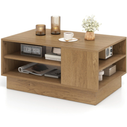 Costway 2 Shelf Natural Rectangle Coffee Table - Size: 86 x 56 x 41cm - n/a - Wilko - thumbnail 4