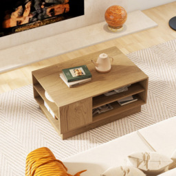 Costway 2 Shelf Natural Rectangle Coffee Table - Size: 86 x 56 x 41cm - n/a - Wilko - thumbnail 5