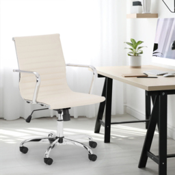 Julian Bowen Gio Ivory and Chrome Faux Leather Swivel Office Chair - Size: 58 x 56 x 98cm - Cream - Wilko - thumbnail 6