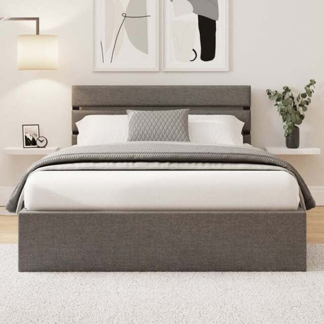 GFW Hudson Double Grey End Lift Ottoman Bed - Wilko - image 1
