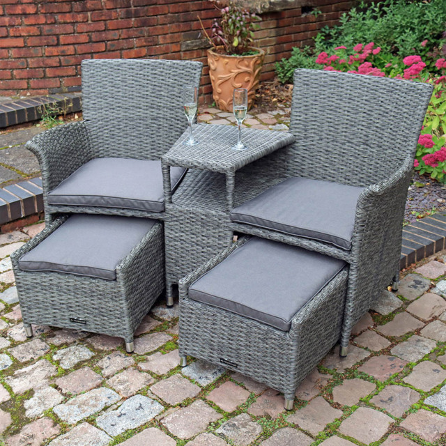 Royalcraft Paris 2 Seater Companion Seat with Footstools - Grey - Wilko - image 1