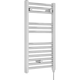 nuie Chrome 200W Round Electric Towel Rail 720 x 400mm - Size: 7.2 x 4 x 0.3cm - Silver - Wilko