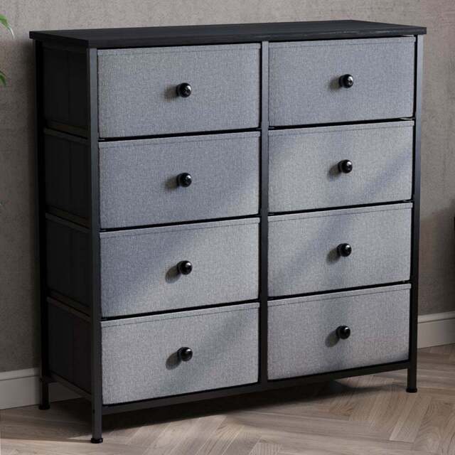 Vida Designs Chorley 8 Drawer Grey and Black Fabric Chest of Drawer - Wilko - image 1