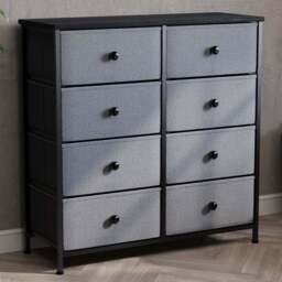 Vida Designs Chorley 8 Drawer Grey and Black Fabric Chest of Drawer - Wilko - thumbnail 1
