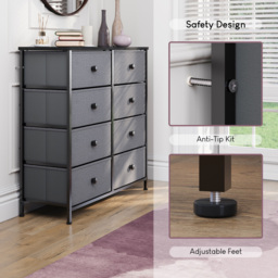 Vida Designs Chorley 8 Drawer Grey and Black Fabric Chest of Drawer - Wilko - thumbnail 7